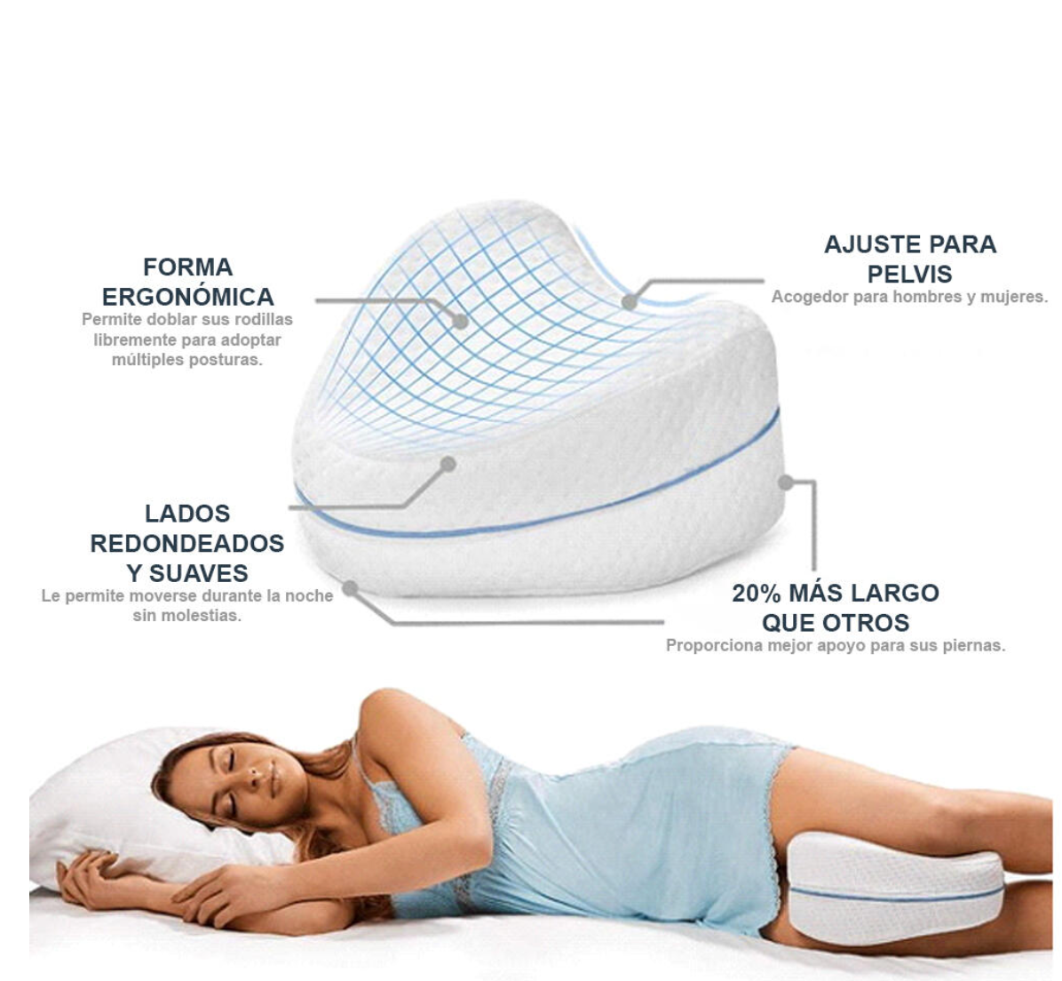 Almohada Ergonómica para Piernas y Rodillas | Máximo Confort al Dormir